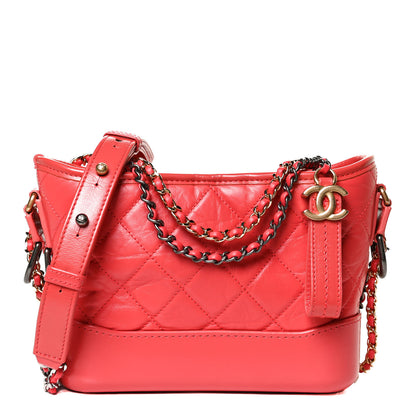Chanel Aged Calfskin Quilted Small Gabrielle Hobo Coral 1 of 10