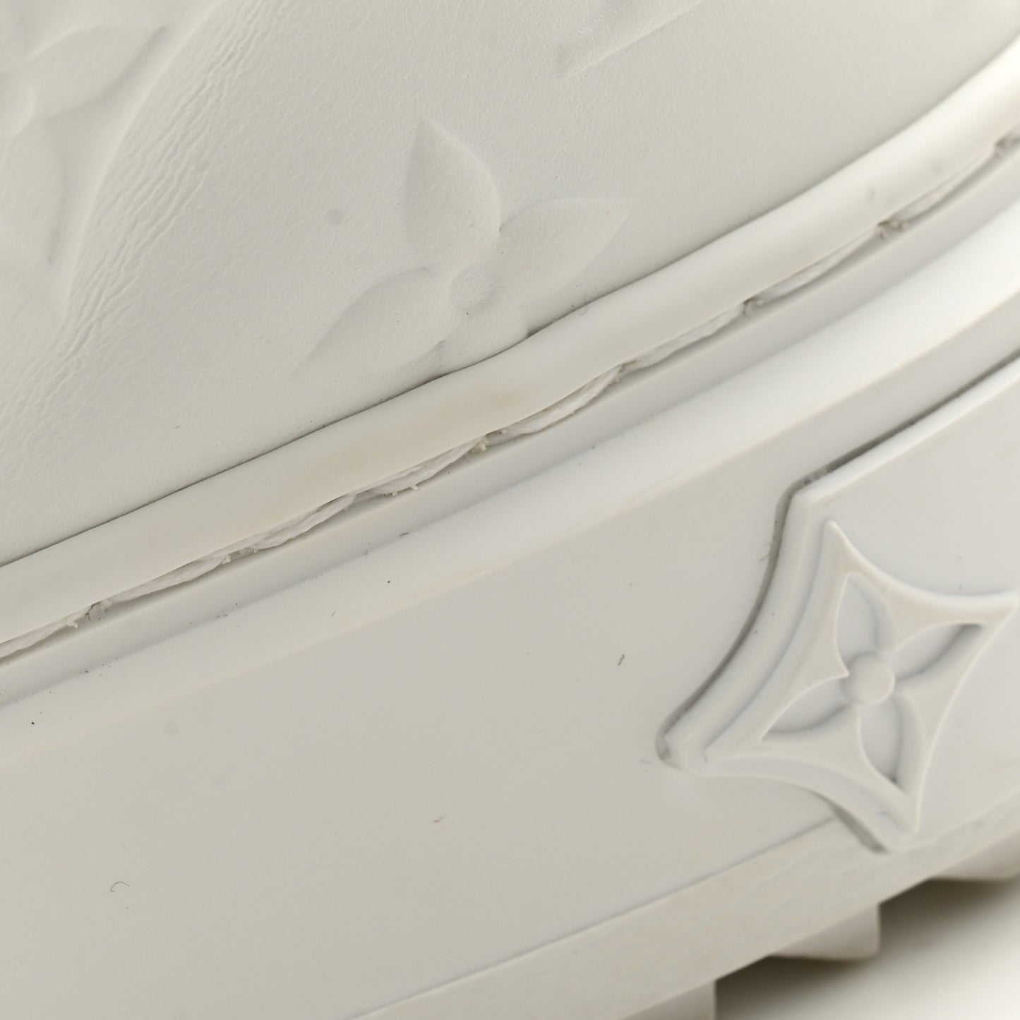 Lambskin Embossed Monogram Time Out Sneakers 37 White