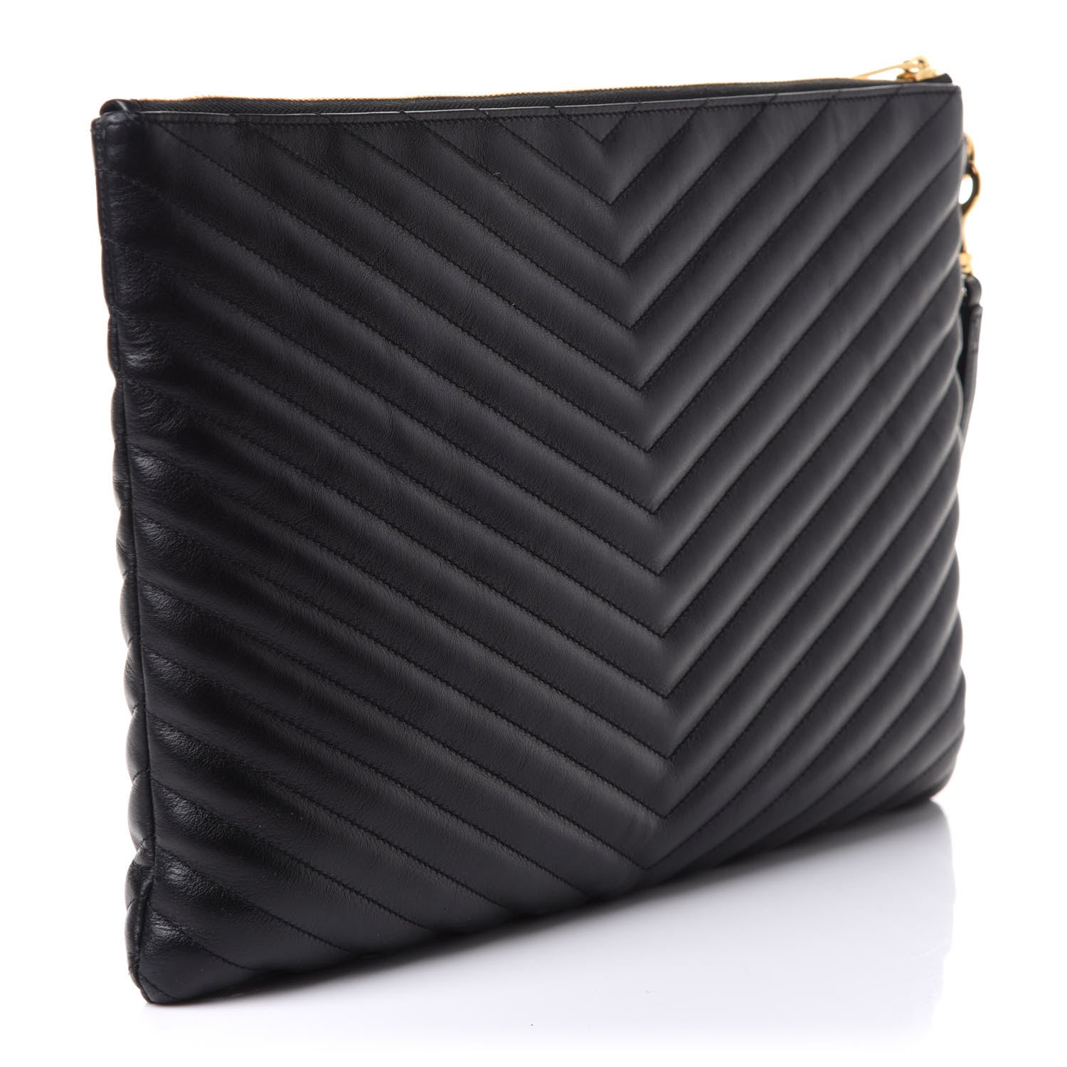 Saint Laurent Calfskin Matelasse Chevron Monogram Document Holder Black 3 of 8