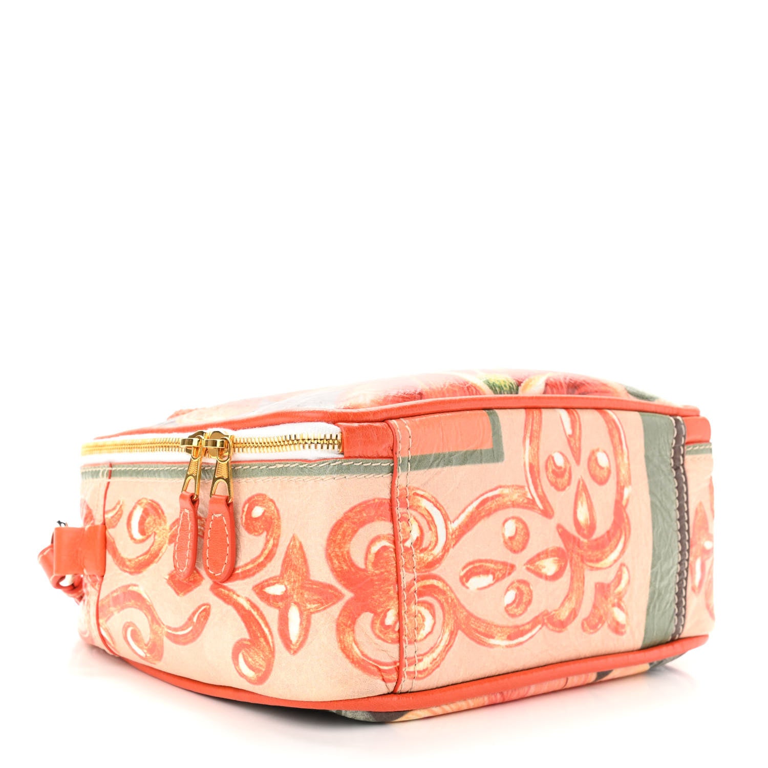 Balenciaga Agneau Floral Print Small Blanket Square Tote Orange 7 of 10