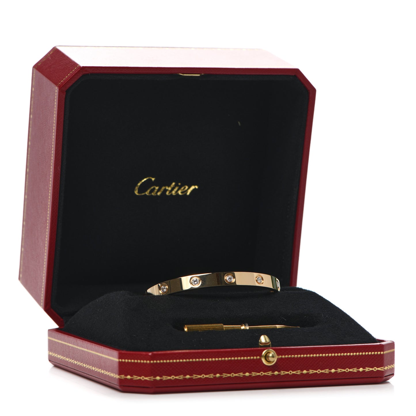 18K Yellow Gold 10 Diamond LOVE Bracelet 17