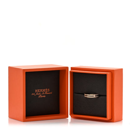 Hermes 18K Rose Gold Diamond Ariane Wedding Band Ring 52 6 5 of 5