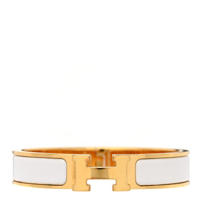 Hermes Enamel Narrow Clic Clac H Bracelet PM White 1 of 4