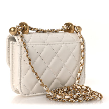 Chanel Calfskin Quilted Perfect Fit Coin Purse With Chain White 3 of 13
