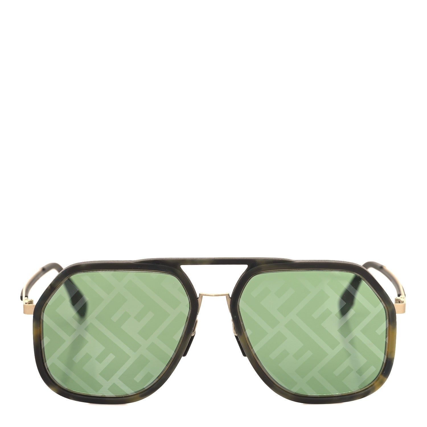 Fendi Metal Geometric FF Sunglasses FE40041U Green Gold 2 of 7