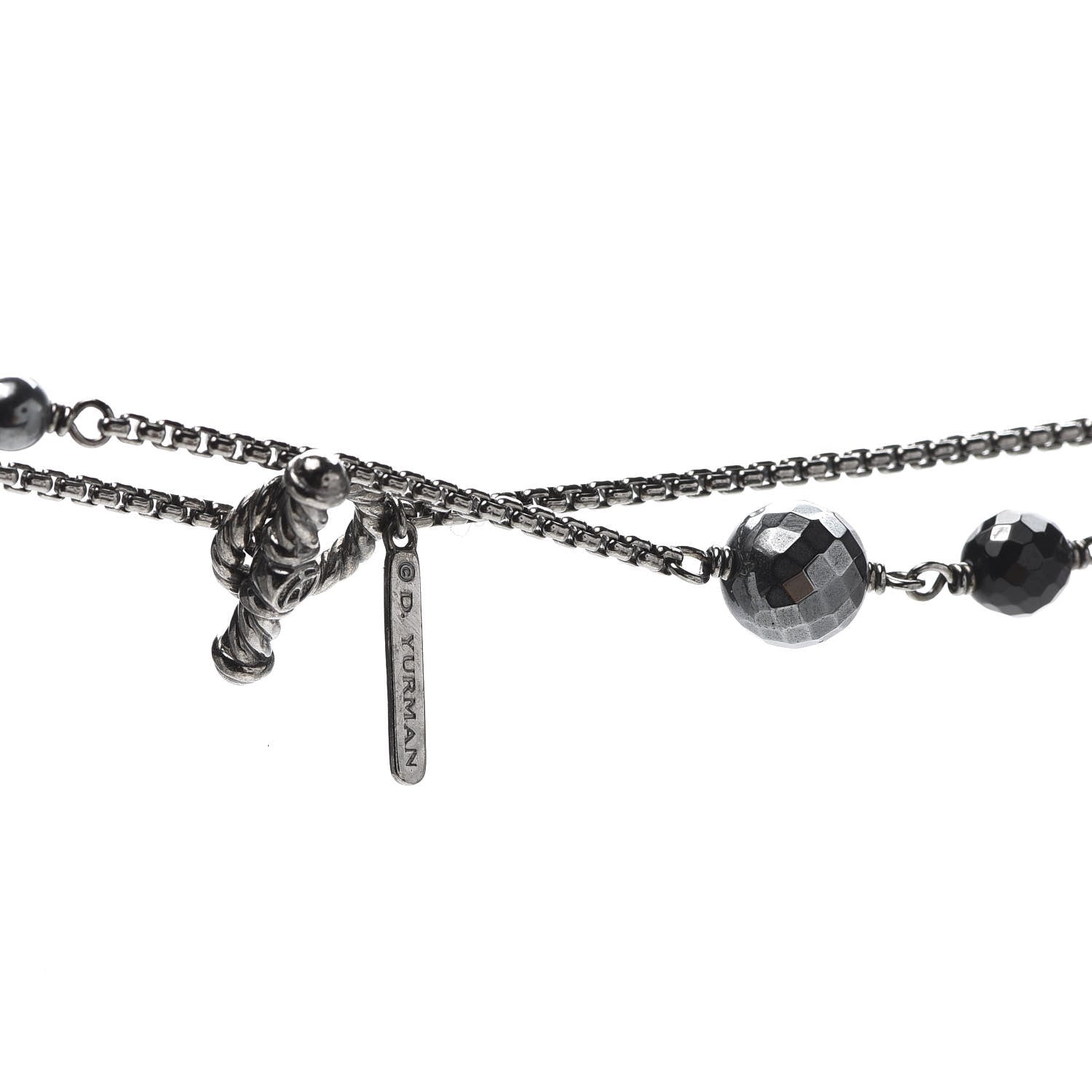 David Yurman Sterling Silver Black Onyx Hematite Elements Chain Necklace 4 of 5