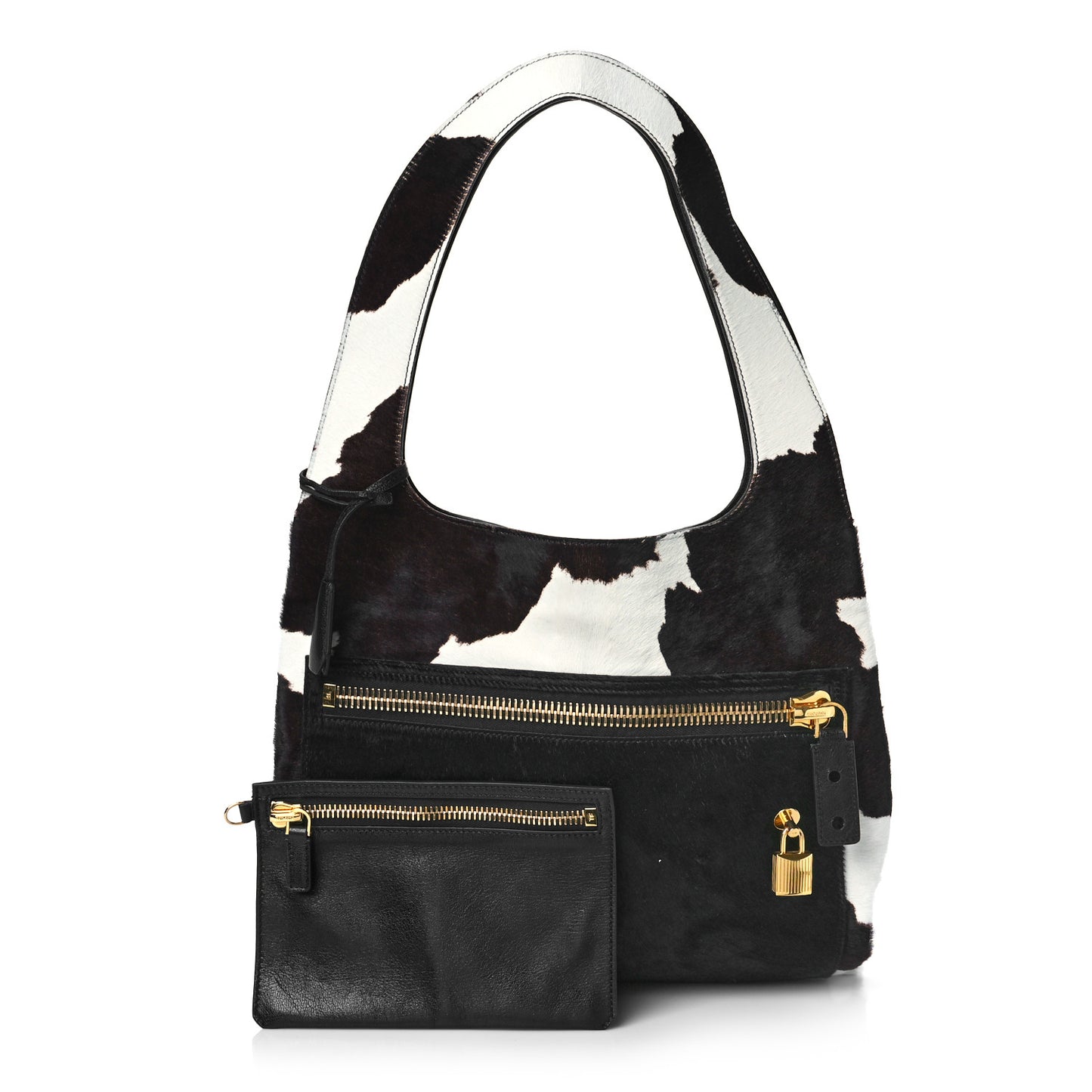 Calf Hair Shoulder Bag Black White