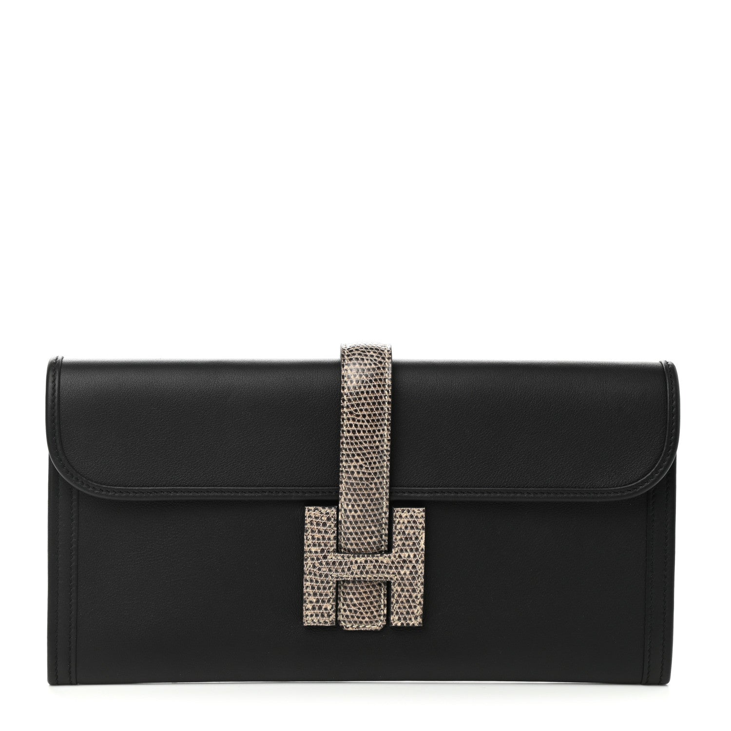 Hermes Swift Lizard Jige Elan Touch 29 Clutch Black Ombre 1 of 7