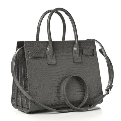 Saint Laurent Calfskin Crocodile Embossed Baby Sac De Jour Fog 4 of 11