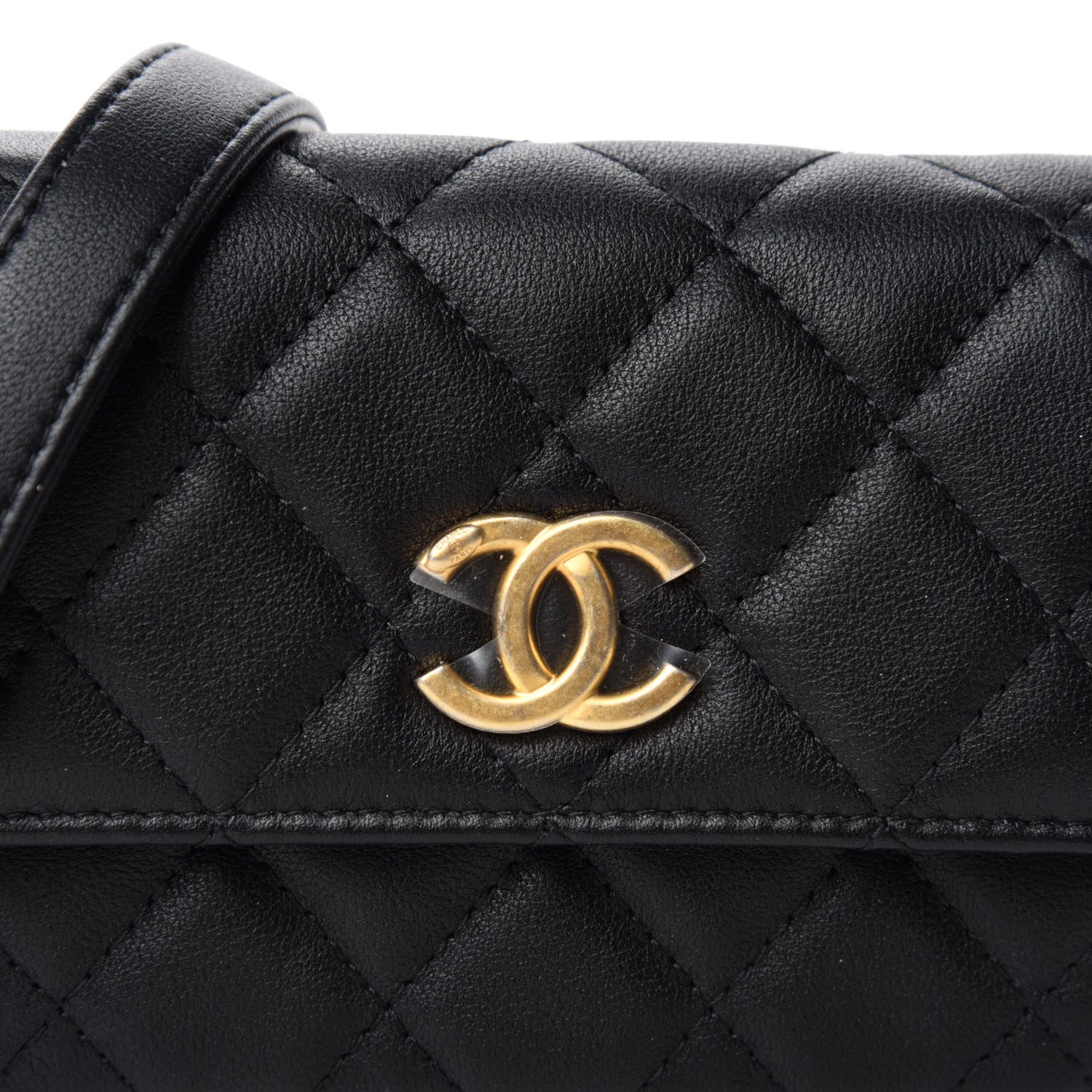 Chanel Calfskin Quilted About Pearls Card Holder Flap With Chain Black 11 of 12