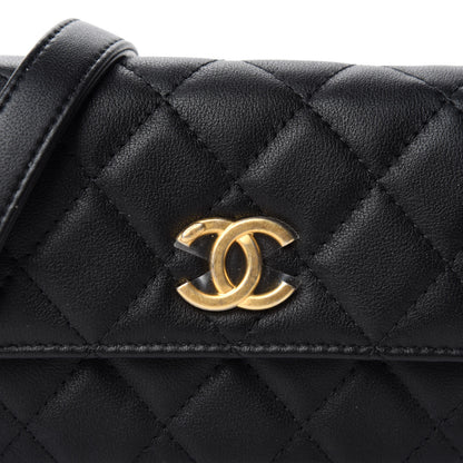 Chanel Calfskin Quilted About Pearls Card Holder Flap With Chain Black 11 of 12