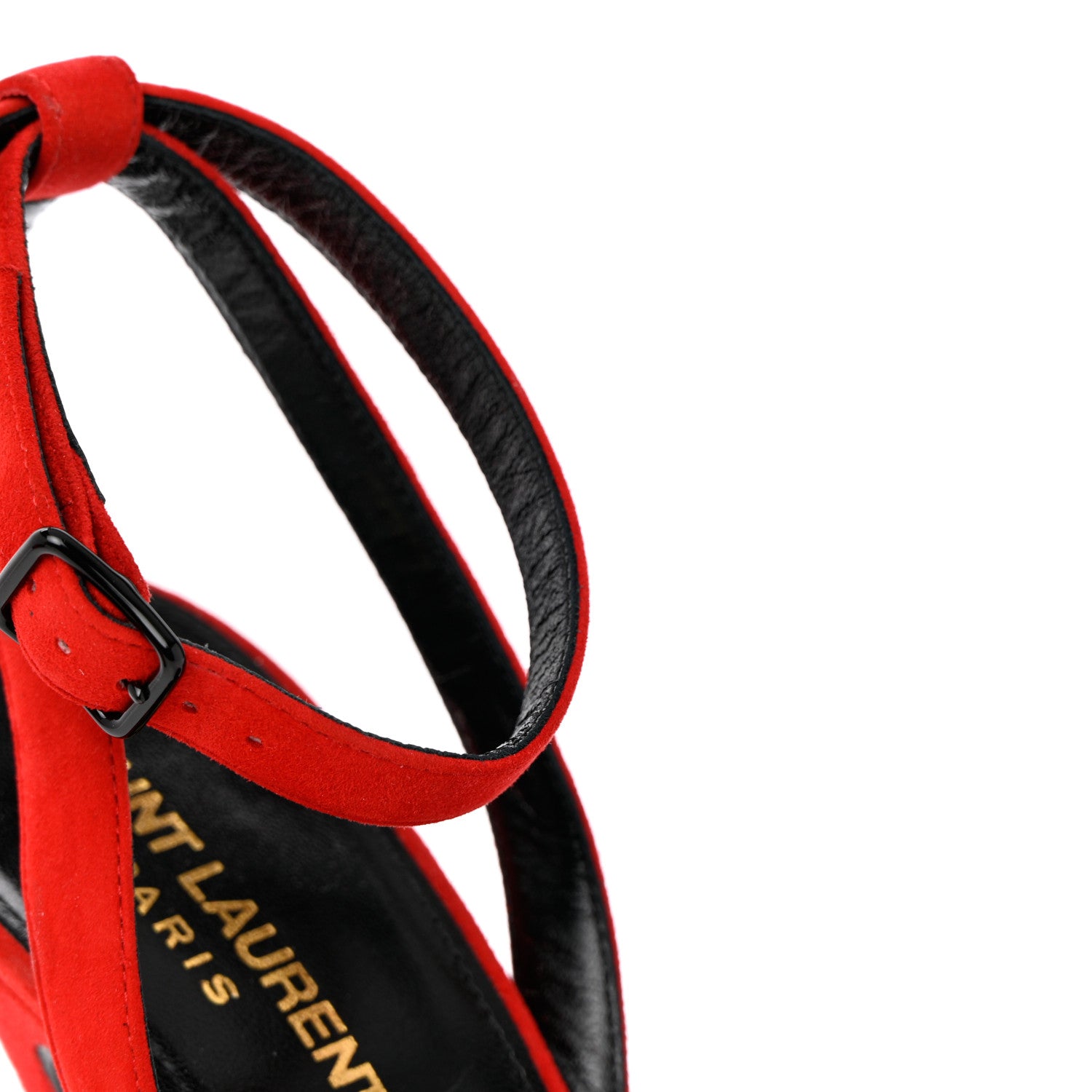 Saint Laurent Kid Scamosciato Tribute 105 Open Toe Platform Sandals 37.5 Rouge Eros 12 of 14