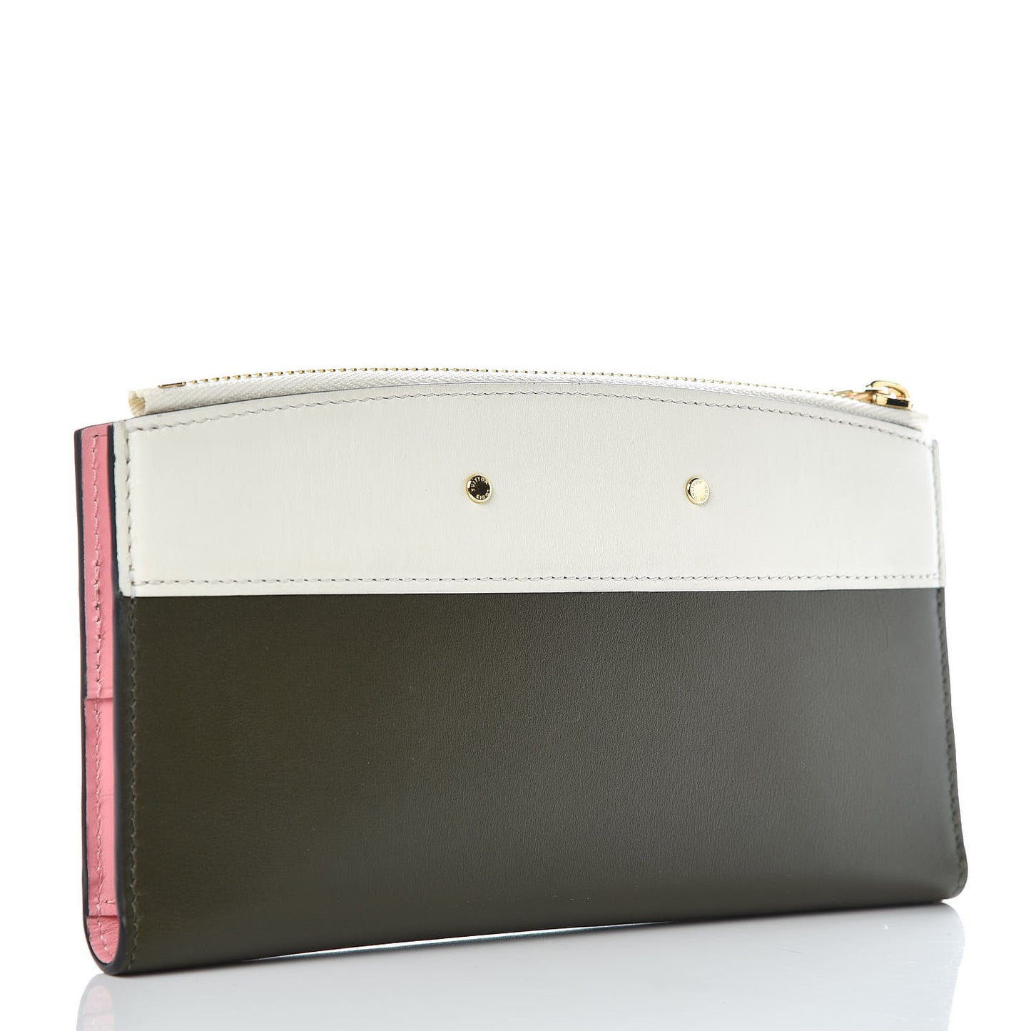 Calfskin City Steamer Wallet Kaki White