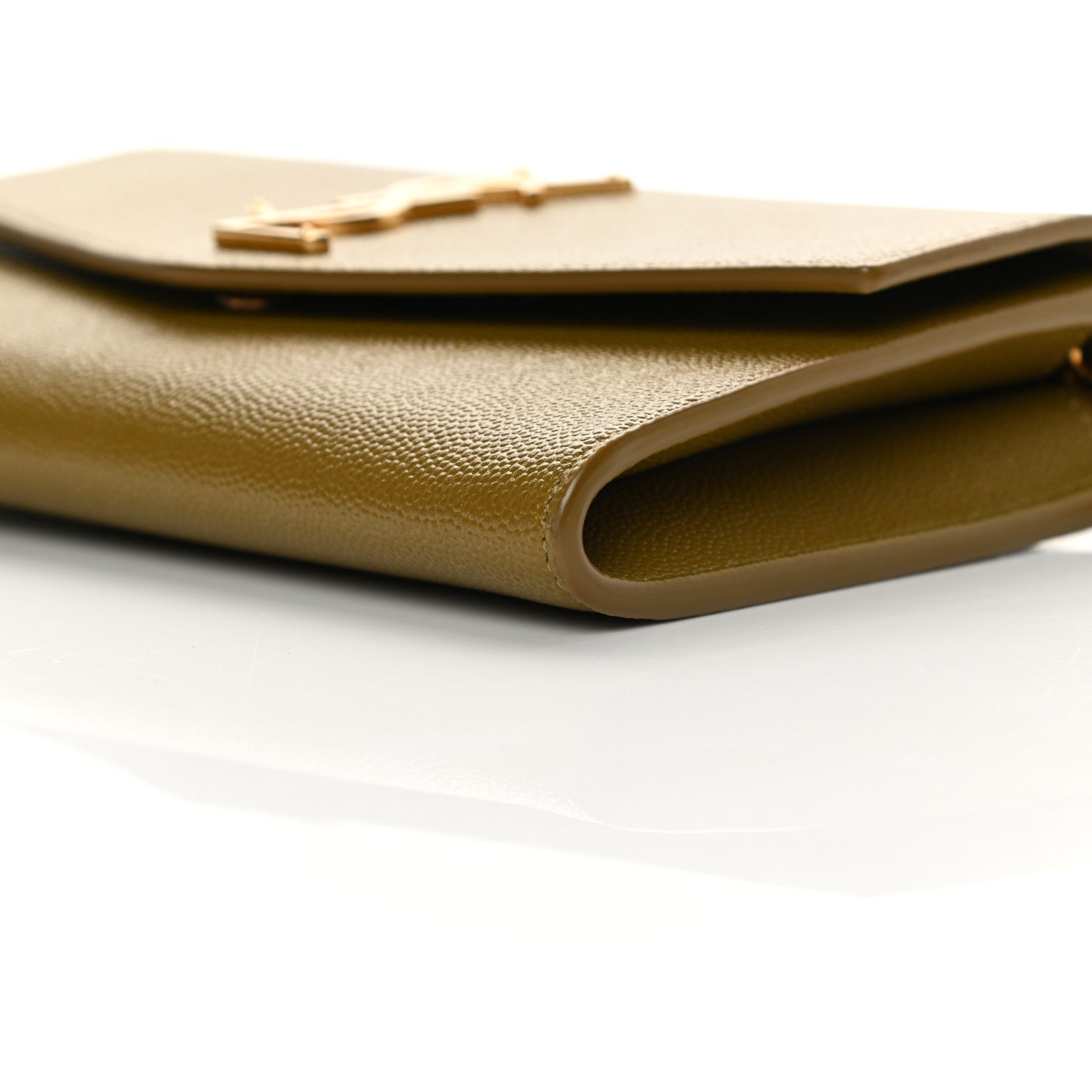 Saint Laurent Grain De Poudre Monogram Uptown Chain Wallet Olive 10 of 10