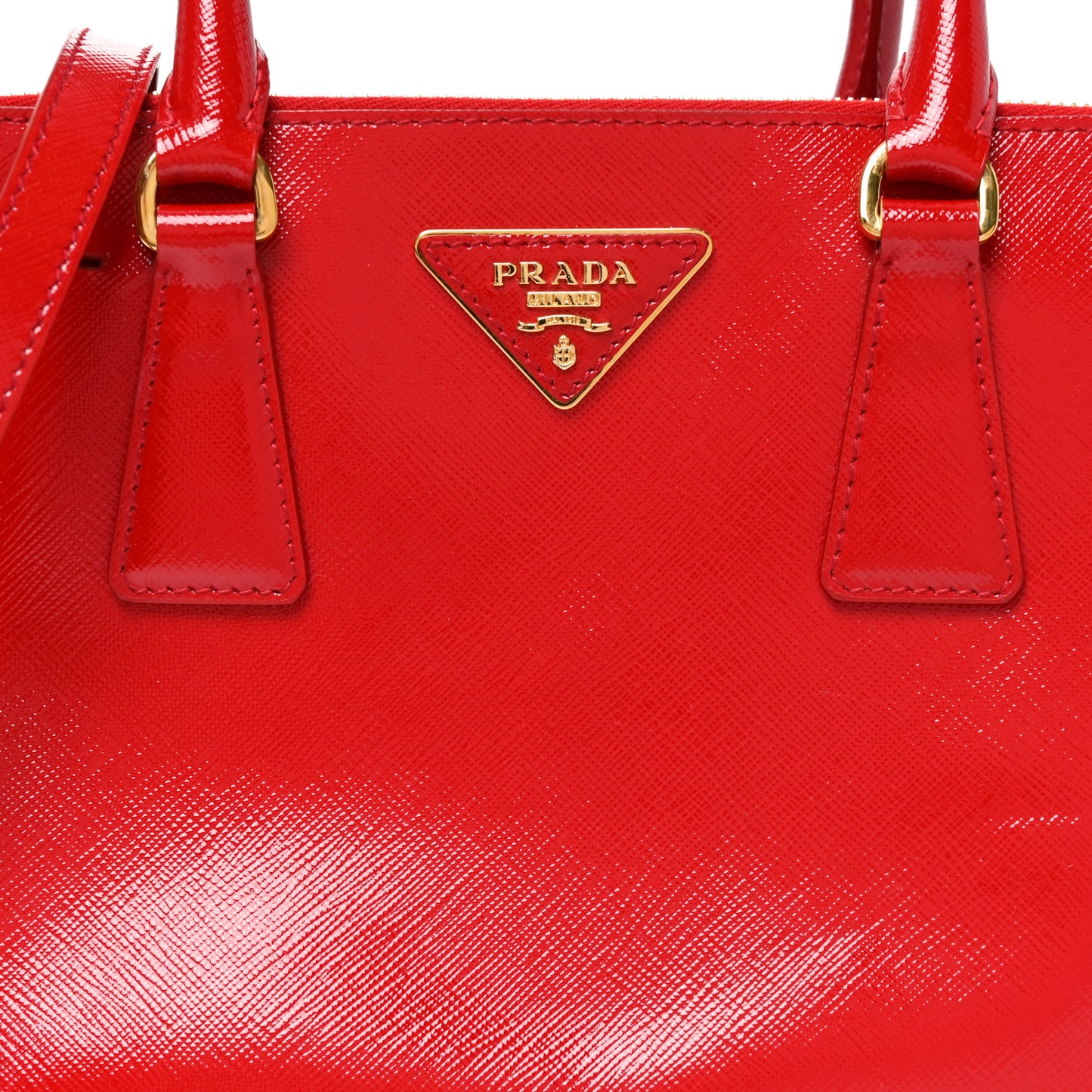 Saffiano Vernice Mini Galleria Double Zip Tote Rosso