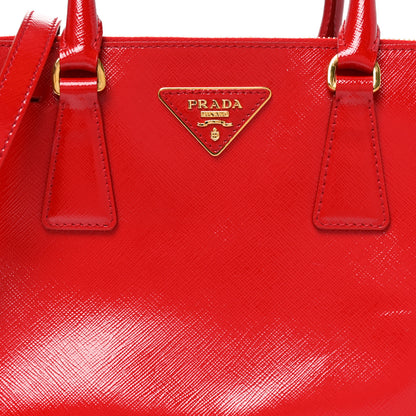 Prada Saffiano Vernice Mini Galleria Double Zip Tote Rosso 7 of 9