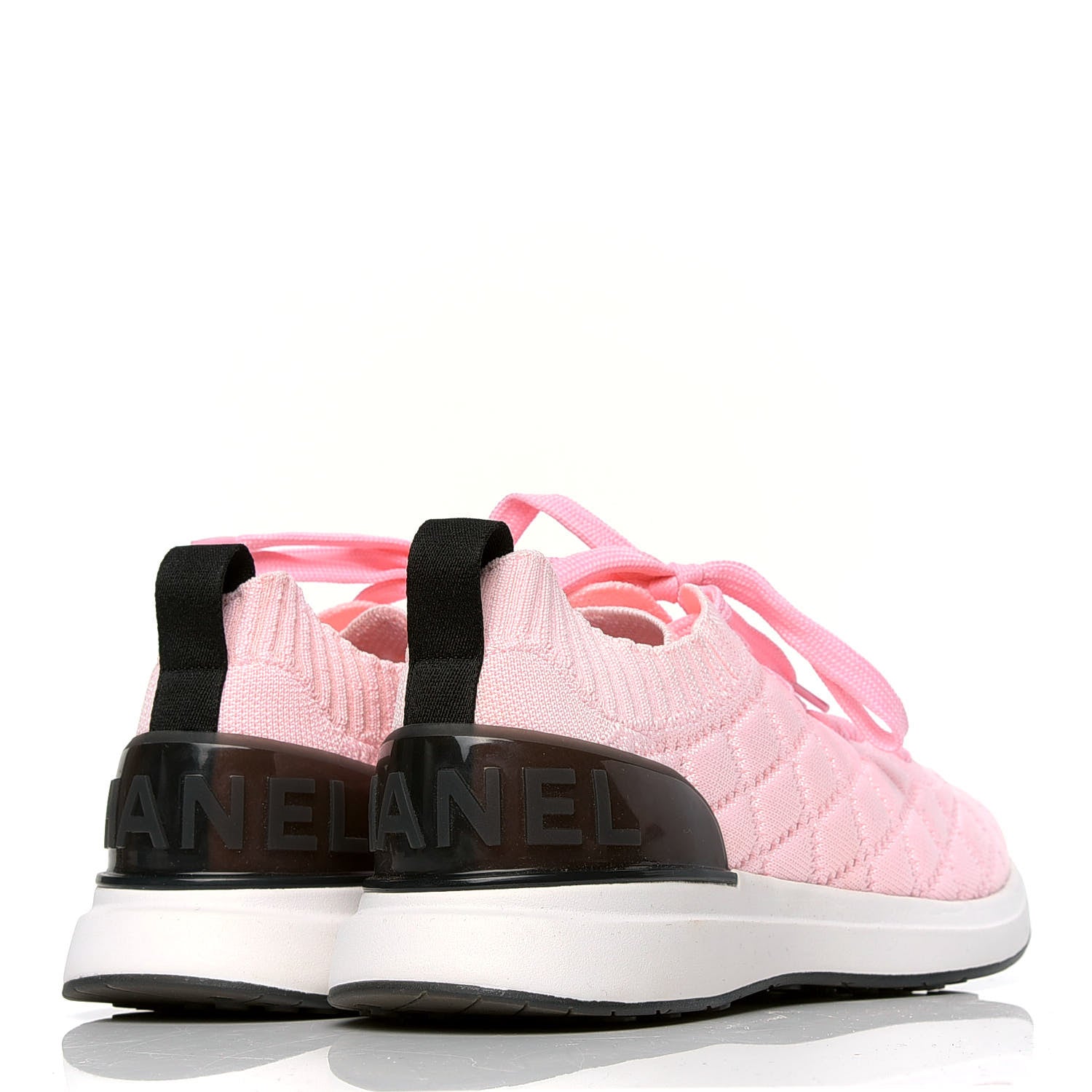 Chanel Mixed Fibers Quilted Womens CC Sneakers 39.5 Pink 3 of 4