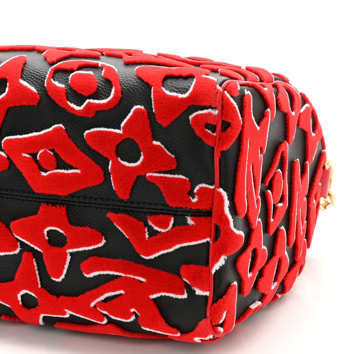 X UF Tufted Monogram Speedy Bandouliere 25 Black Red