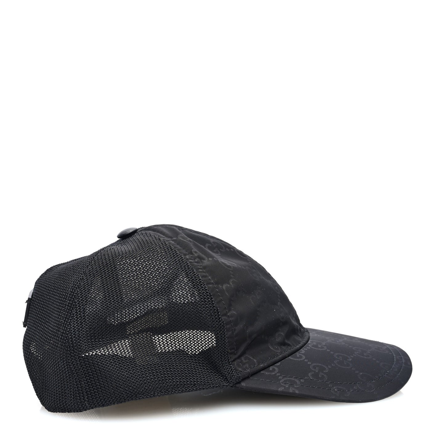 Nylon Light Mesh Dollar Calfskin GG Monogram Baseball Hat S Black