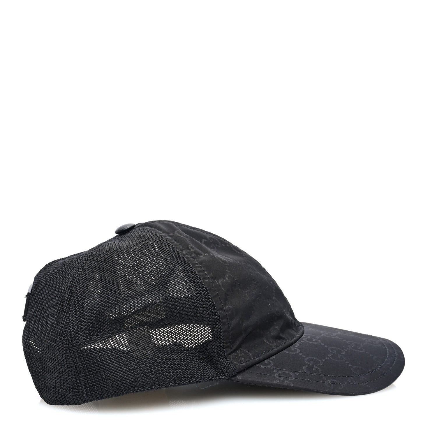 Gucci Nylon Light Mesh Dollar Calfskin GG Monogram Baseball Hat S Black 5 of 8