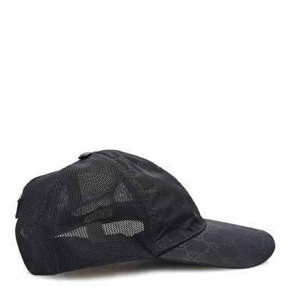 Gucci Nylon Light Mesh Dollar Calfskin GG Monogram Baseball Hat S Black 5 of 8