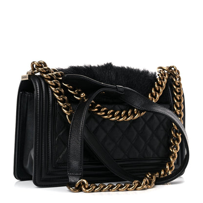 Chanel Fur Calfskin Small Boy Flap Black 3 of 14