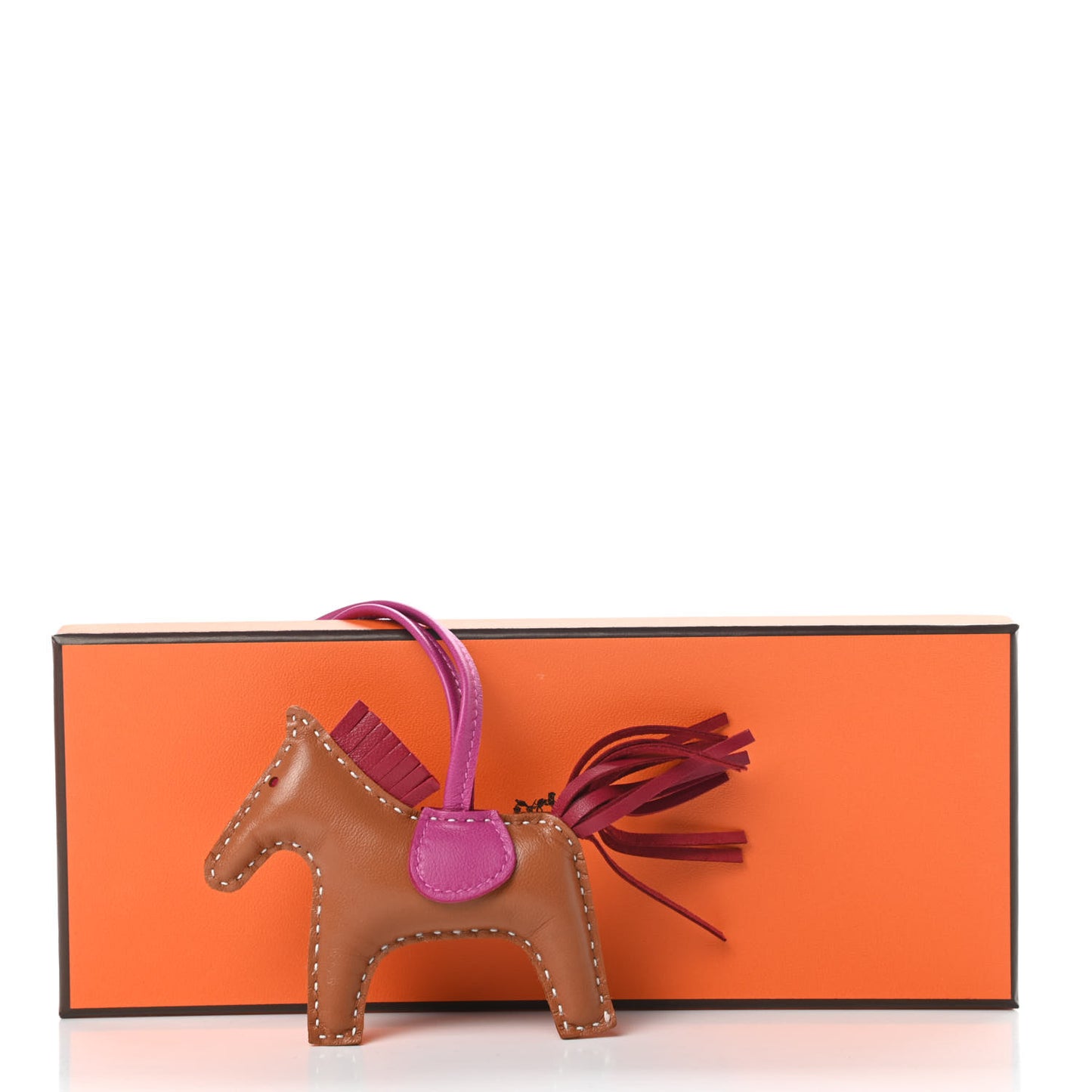 Milo Lambskin Grigri Rodeo Horse Bag Charm PM Sesame Grenat Rose Poupre