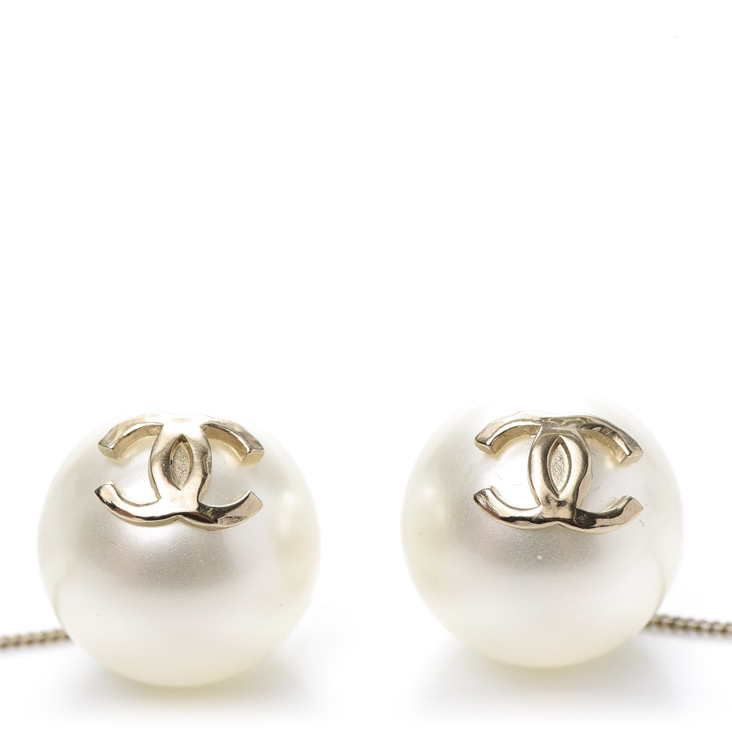 Chanel Pearl CC Chain Drop Earrings Gold 4 of 4