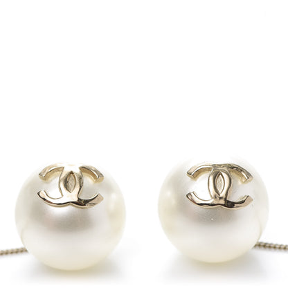 Chanel Pearl CC Chain Drop Earrings Gold 4 of 4