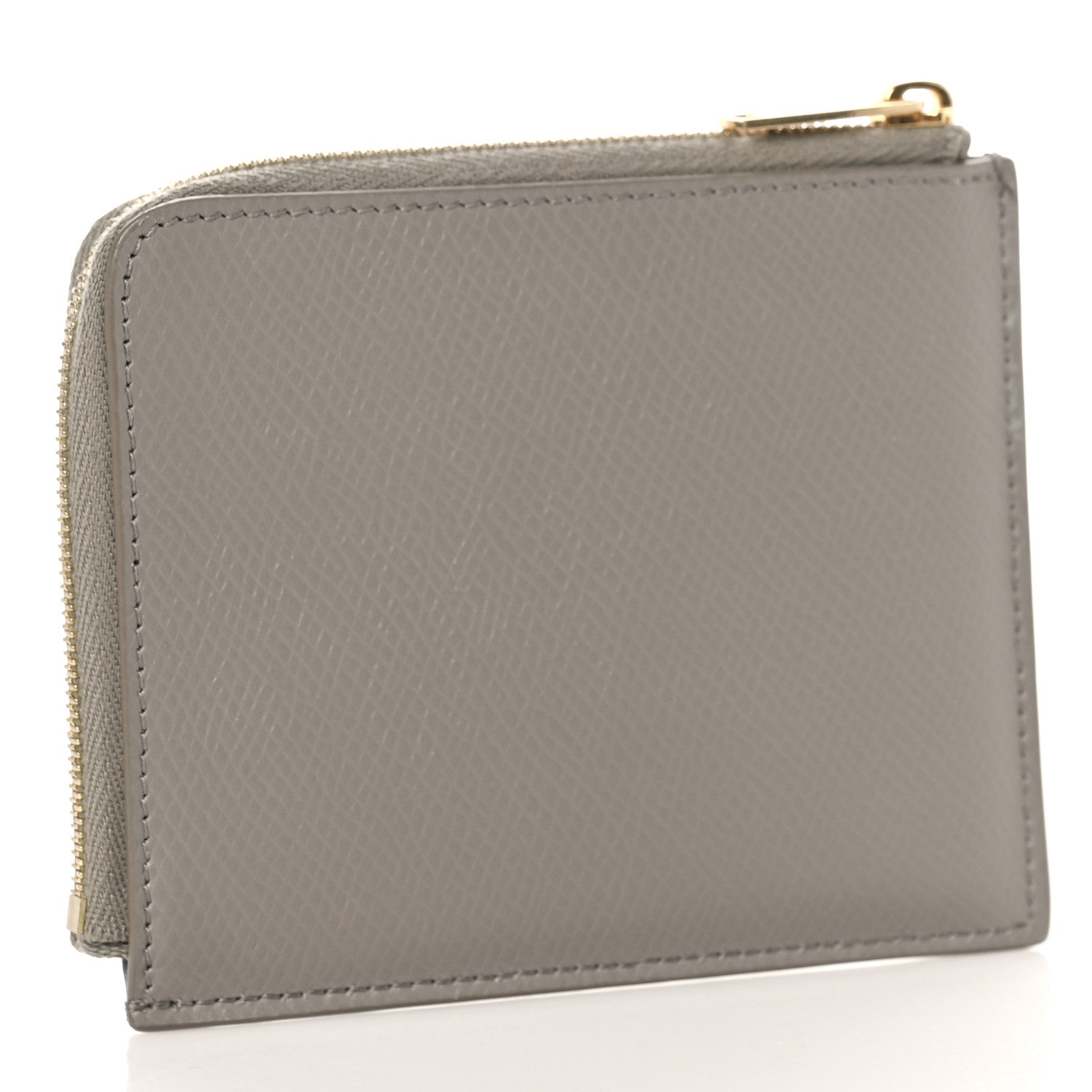 Celine Drummed Calfskin Medium Half Zip Multifunction Wallet Coin Purse Taupe 4 of 9