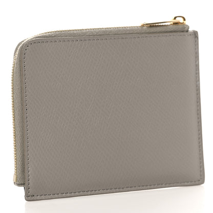 Celine Drummed Calfskin Medium Half Zip Multifunction Wallet Coin Purse Taupe 4 of 9