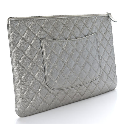 Chanel Lambskin Quilted Large Cosmetic Case Silver 3 of 7