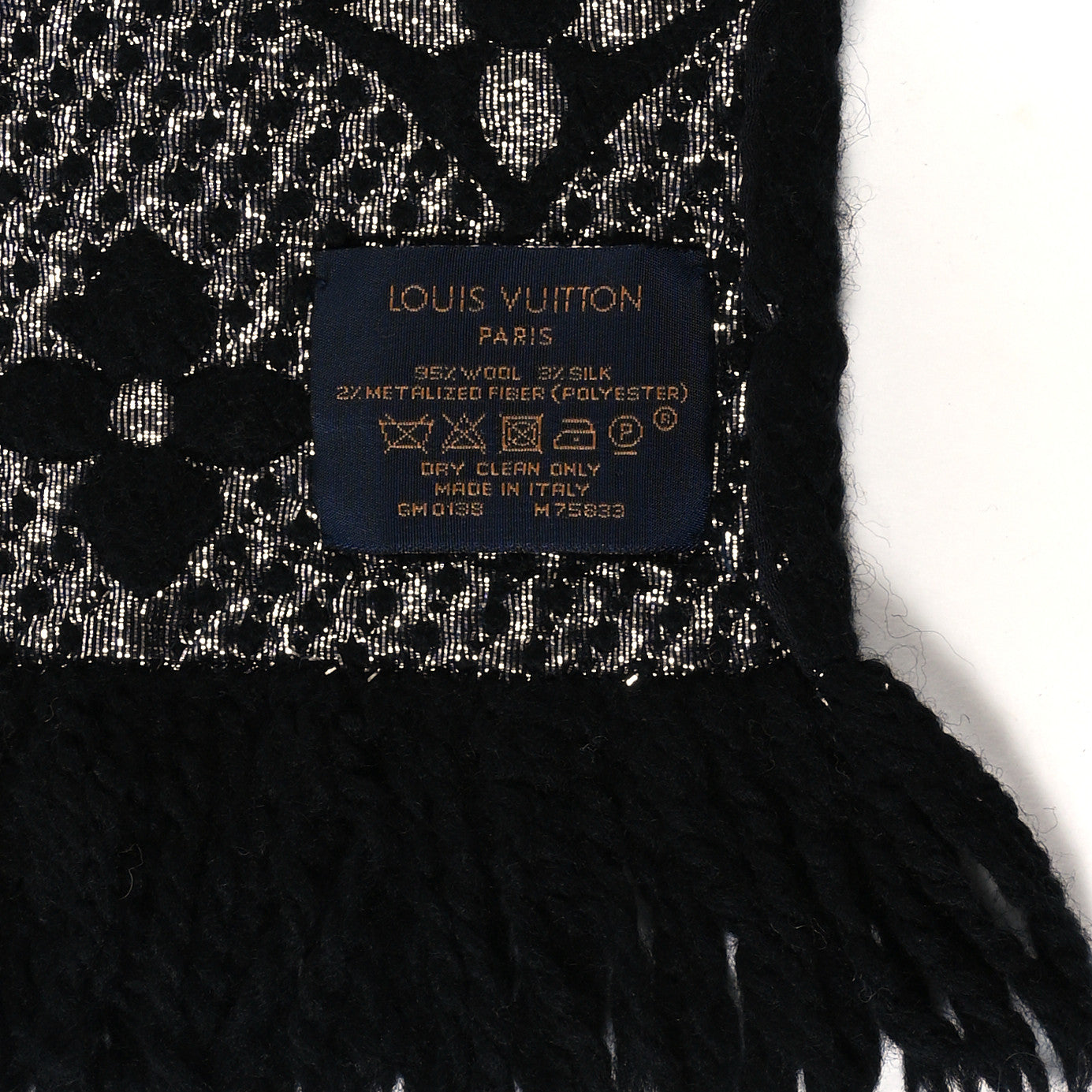 Louis Vuitton Wool Silk Logomania Shine Scarf Black 3 of 3