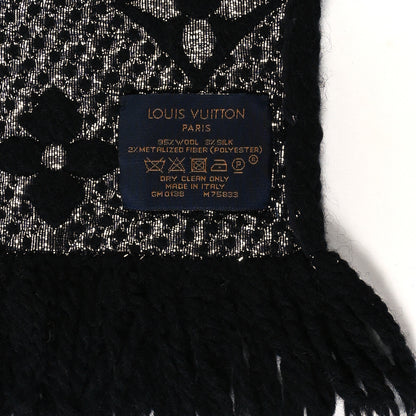 Louis Vuitton Wool Silk Logomania Shine Scarf Black 3 of 3