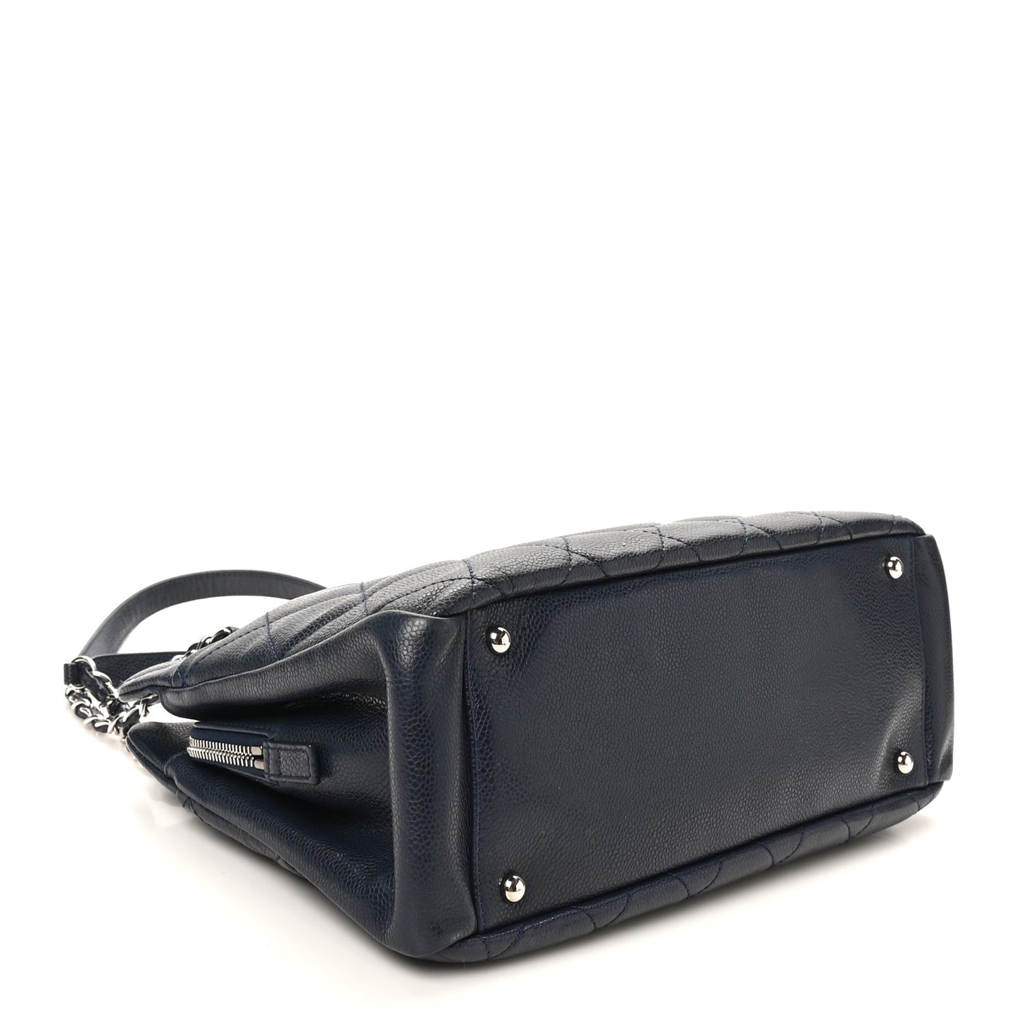 Caviar Quilted Timeless CC Soft Tote Navy Blue