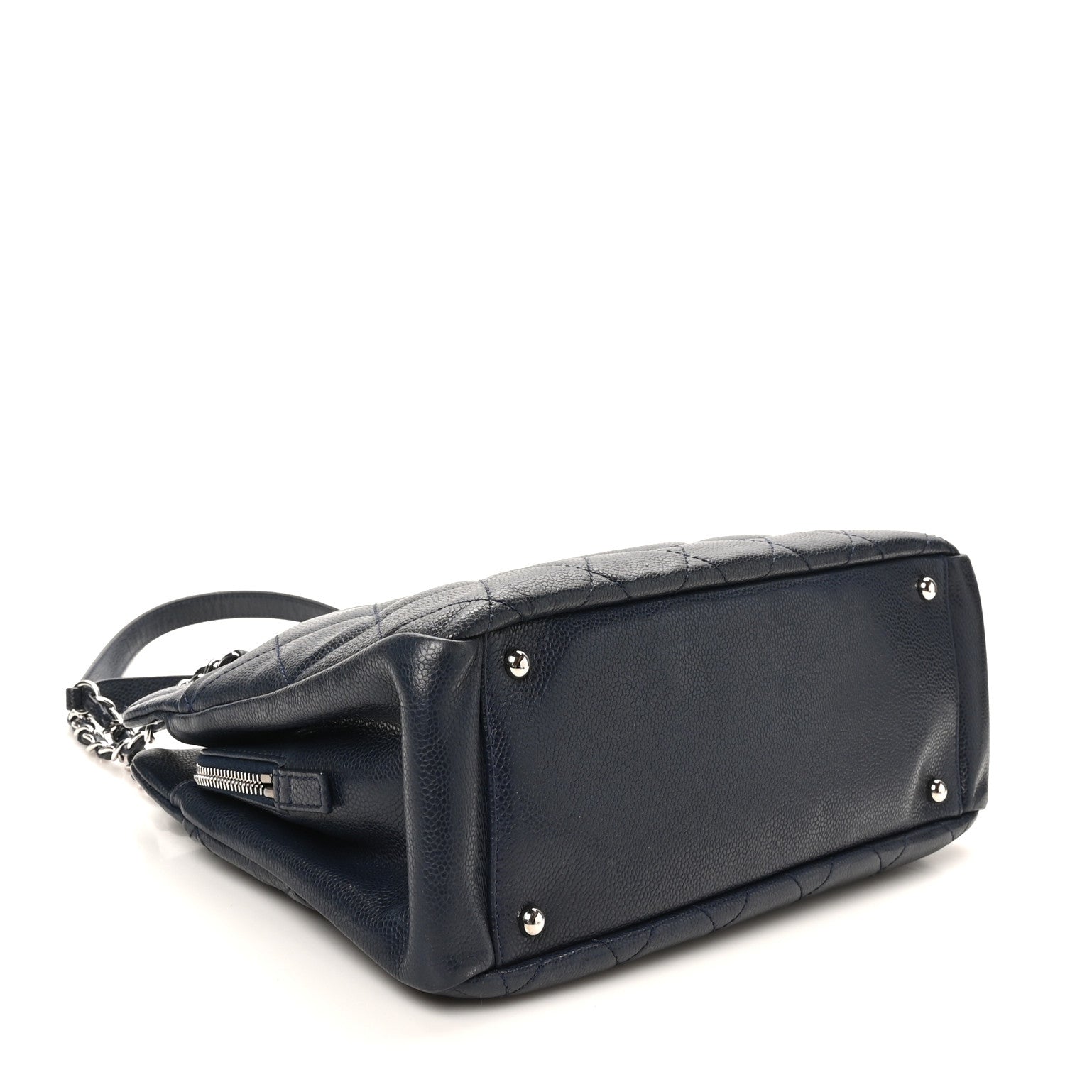 Chanel Caviar Quilted Timeless CC Soft Tote Navy Blue 4 of 10