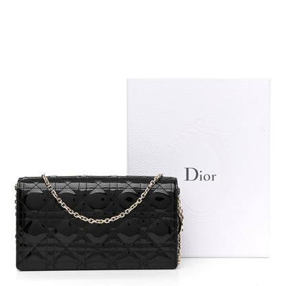 Christian Dior Patent Cannage Lady Dior Chain Wallet Black 11 of 11