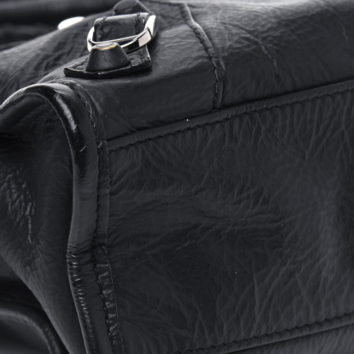 Matte Goatskin Rubber Covered Classic Hardware Mini City Black