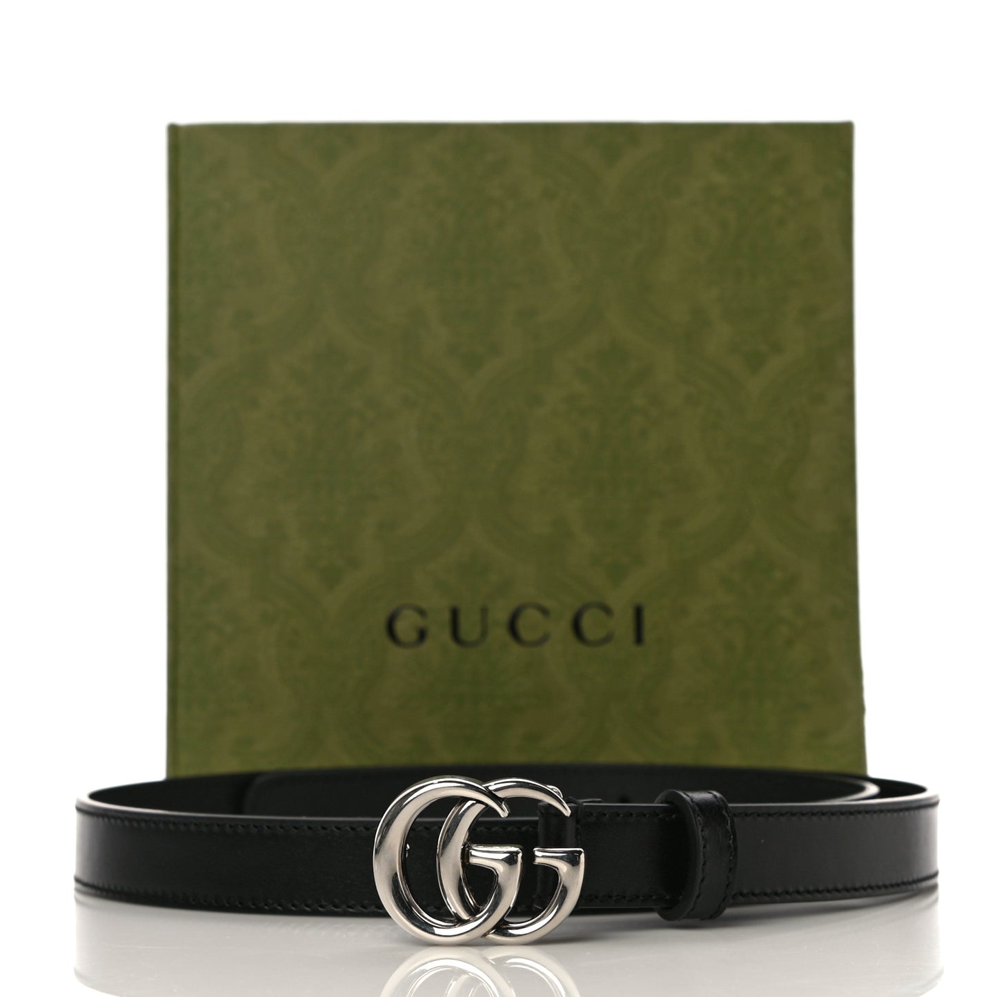 Plutone Calfskin Palladium Double G 20mm Belt 80 32 Black