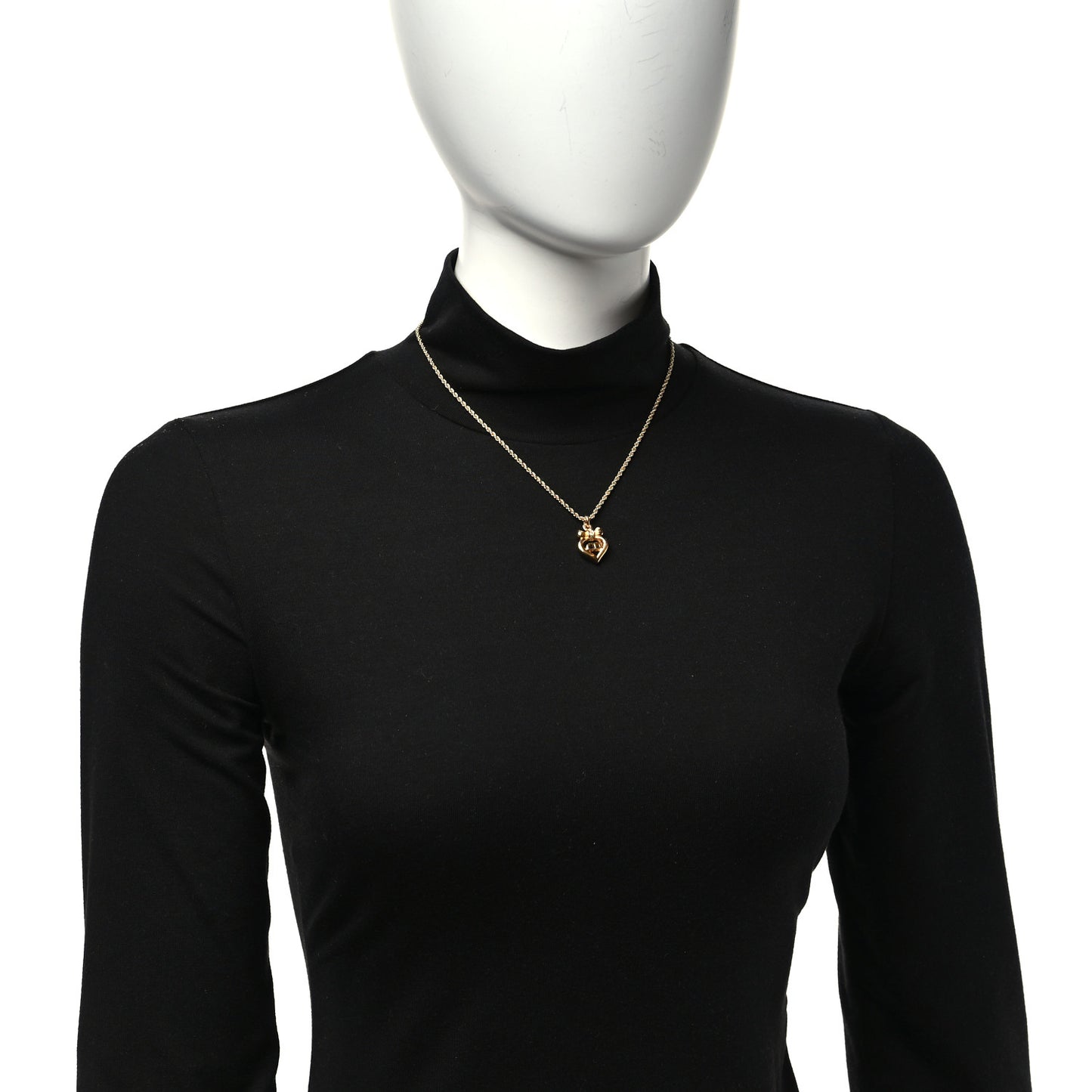 Crystal Bow Heart Necklace Gold