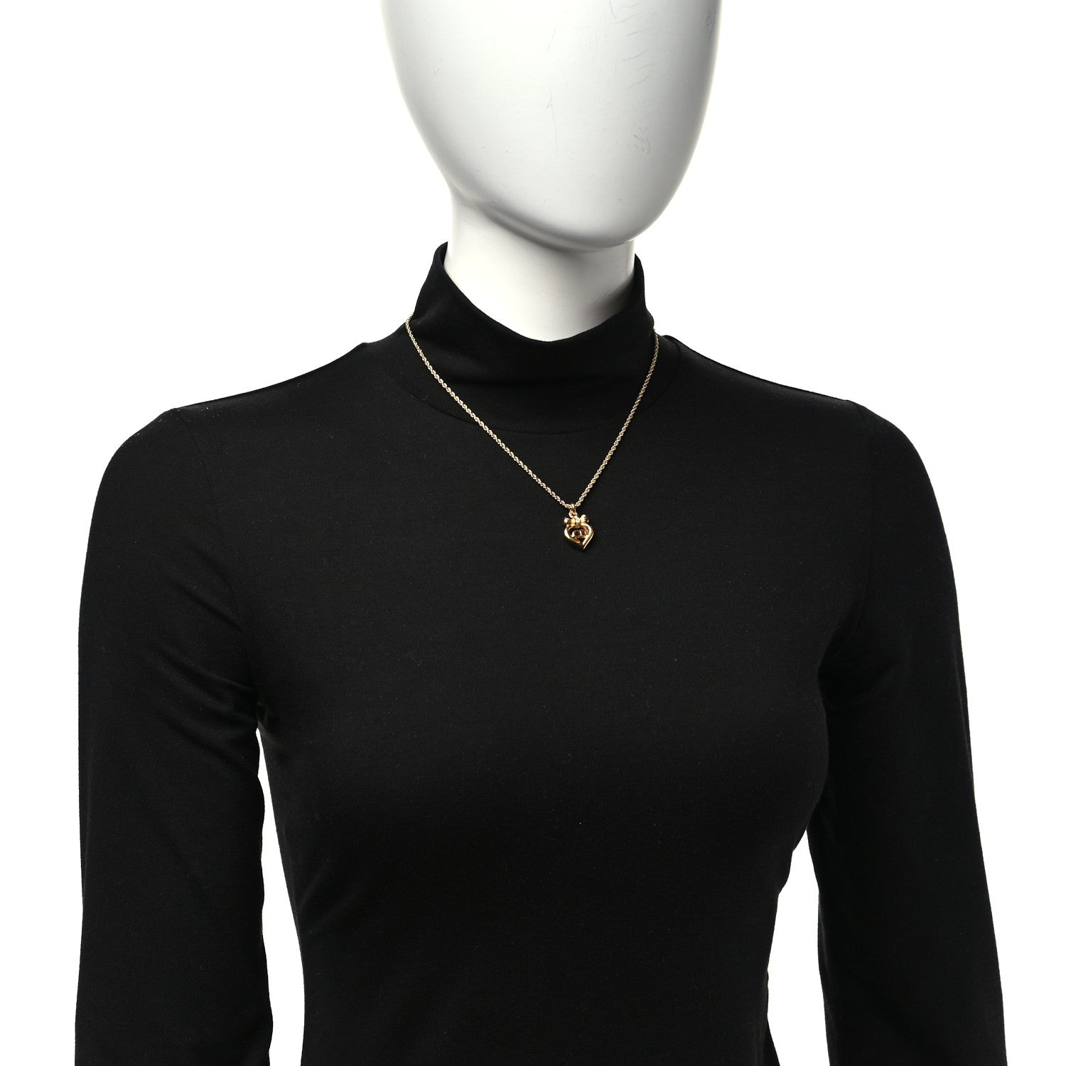 Christian Dior Crystal Bow Heart Necklace Gold 2 of 4