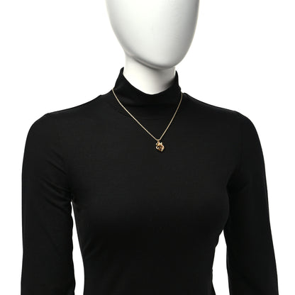 Christian Dior Crystal Bow Heart Necklace Gold 2 of 4