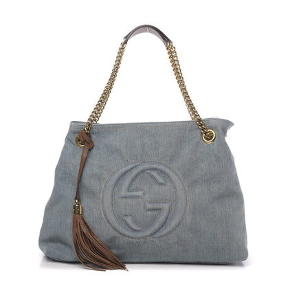 Gucci Denim Medium Soho Chain Shoulder Bag Blue 1 of 9