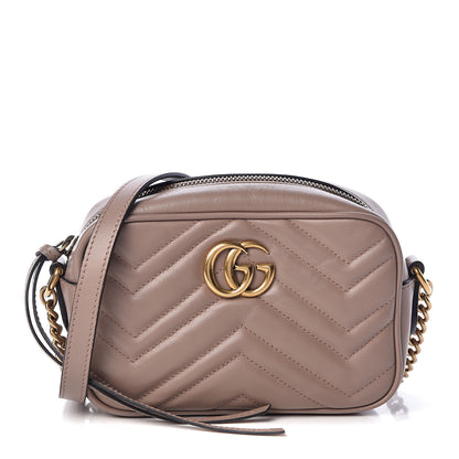 Gucci Calfskin Matelasse Mini GG Marmont Chain Shoulder Bag Porcelain Rose 1 of 10