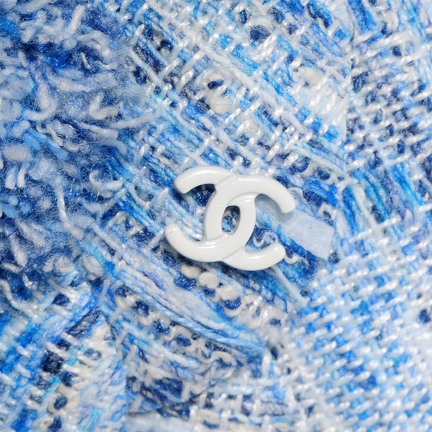 Fantasy Tweed Camellia Pin Brooch Sky Blue White