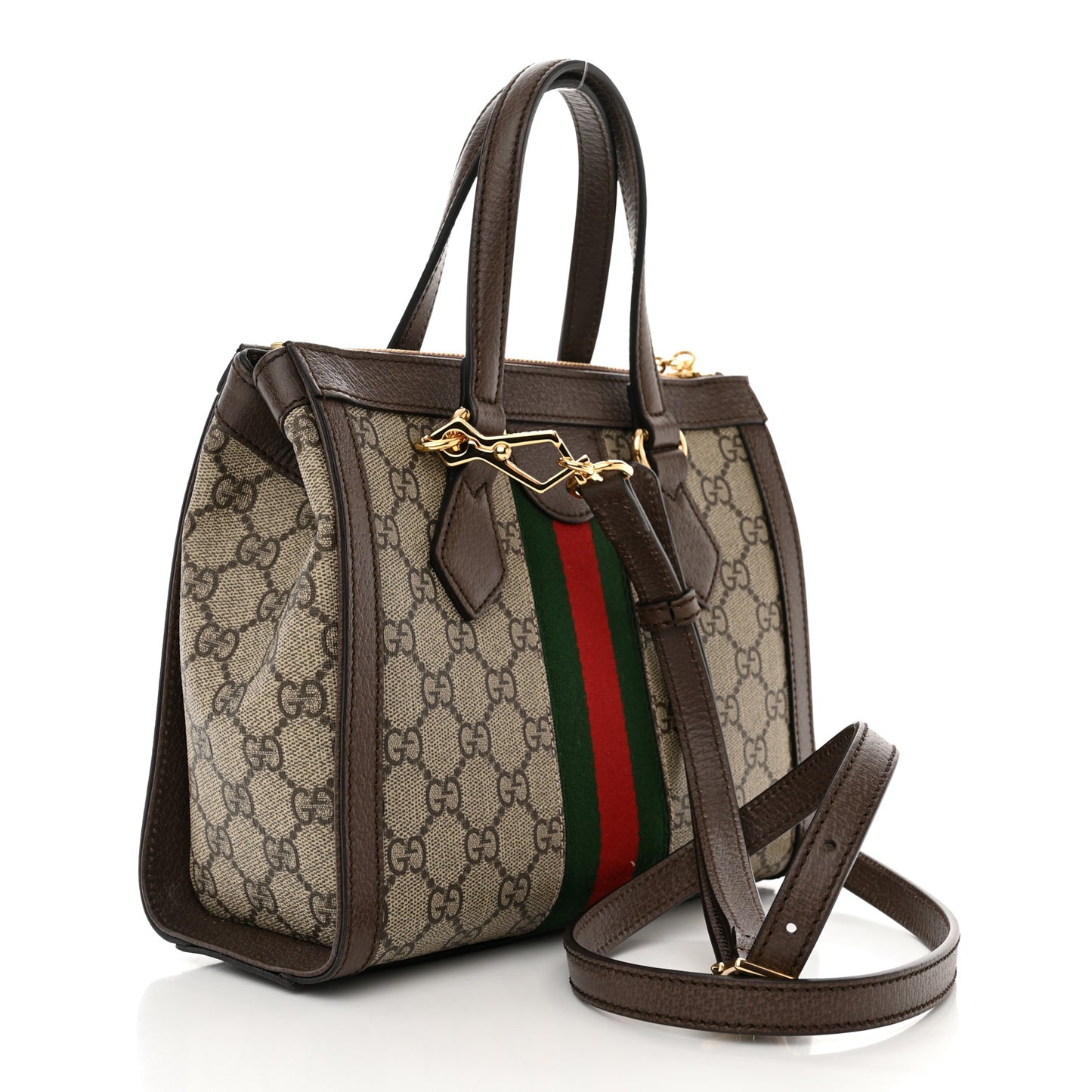 GG Supreme Monogram Small Ophidia Tote Bag Brown