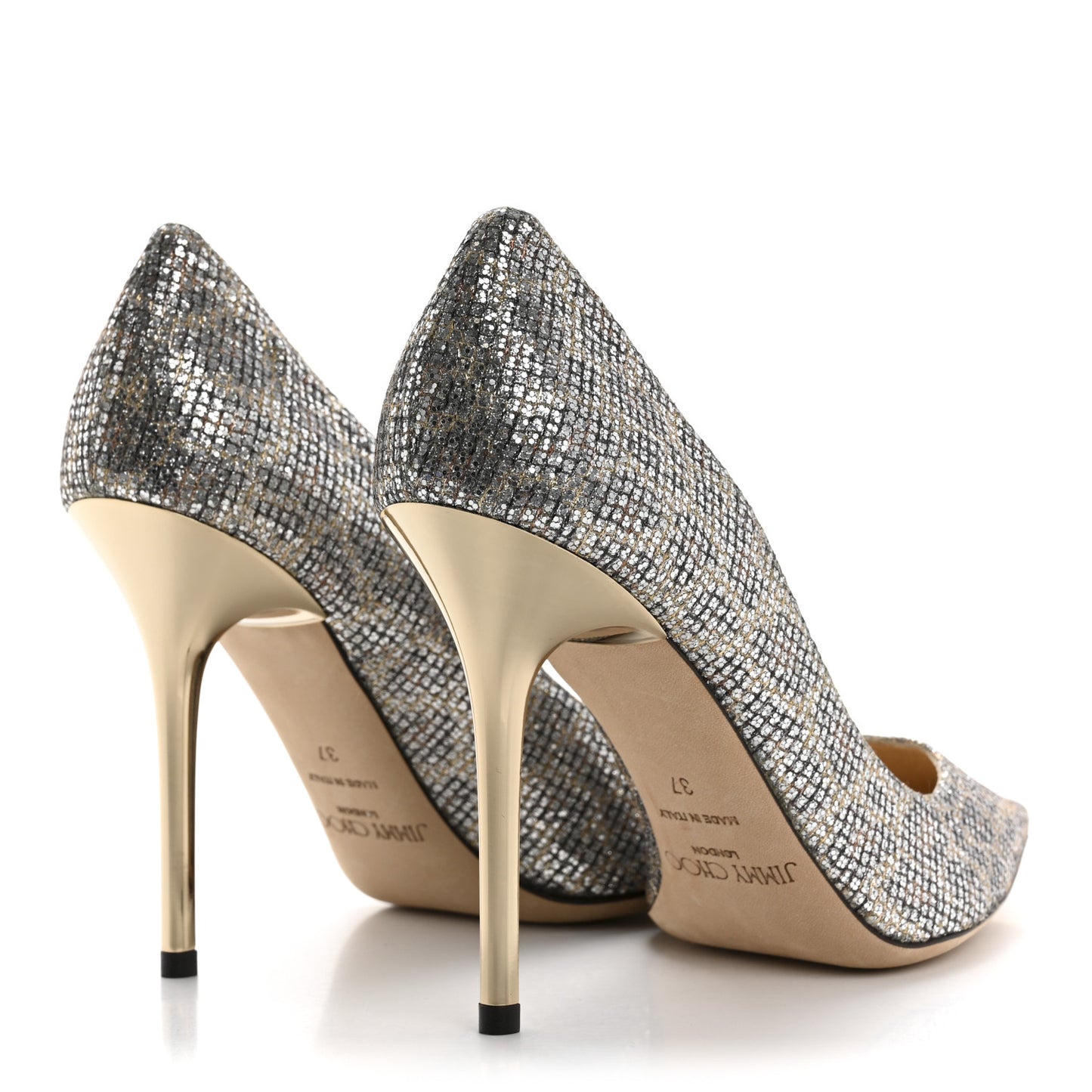 Coarse Glitter Fabric Aurora Leopard Print Abel Pumps 37 Champagne