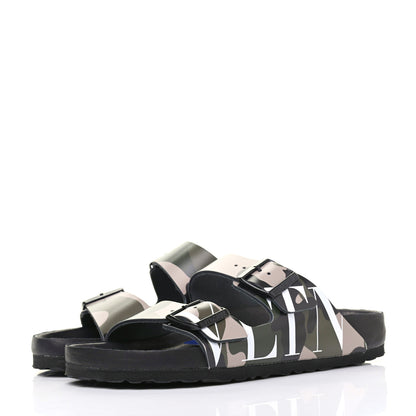 Valentino Garavani X BIRKENSTOCK Calfskin VLTN Arizona Slide Sandals 38 Army Green Poudre 3 of 7