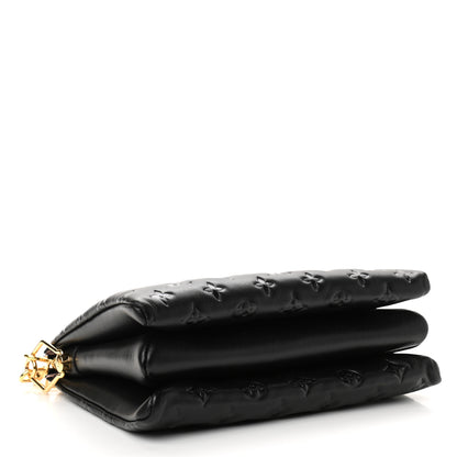 Louis Vuitton Lambskin Embossed Monogram Coussin PM Black 3 of 9