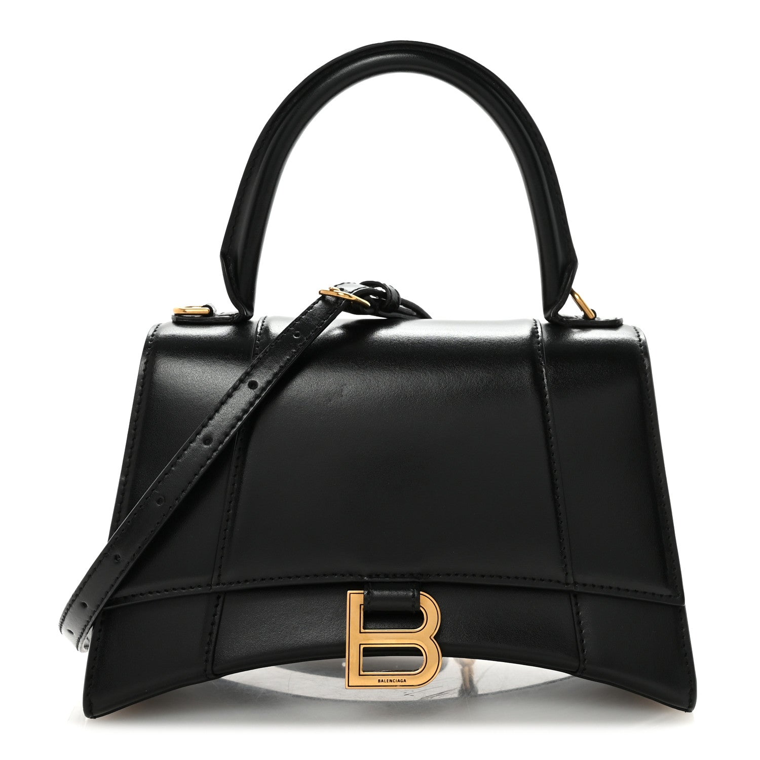 Balenciaga Shiny Box Calfskin Small Hourglass Top Handle Bag Black 1 of 9